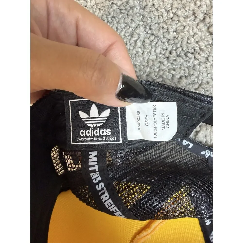 Adidas Hat Cap Snap Back Trucker Mens One Size Yellow Mesh Adjustable A2L001